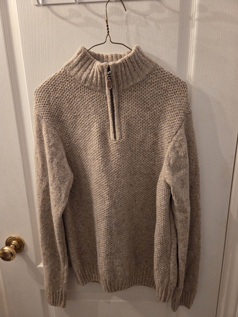 Men's Half-Zip Knit Sweater in Beige